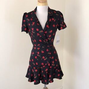 NWT! ZARA Size XL black floral wrap ruffled romper